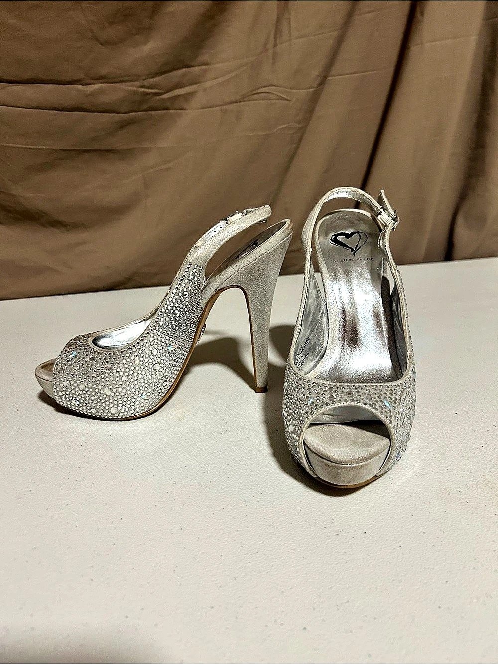 Steve Madden I-LYDDIA RHINEST Rhinestone Heels Silver US 7.5